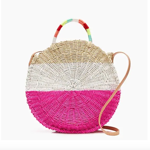 J. Crew Handbags - J. Crew || Circle Straw Colorblock Crossbody Tote